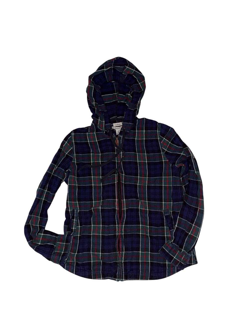 Men’s Navy Plaid Hooded Jacket - Zip Front
